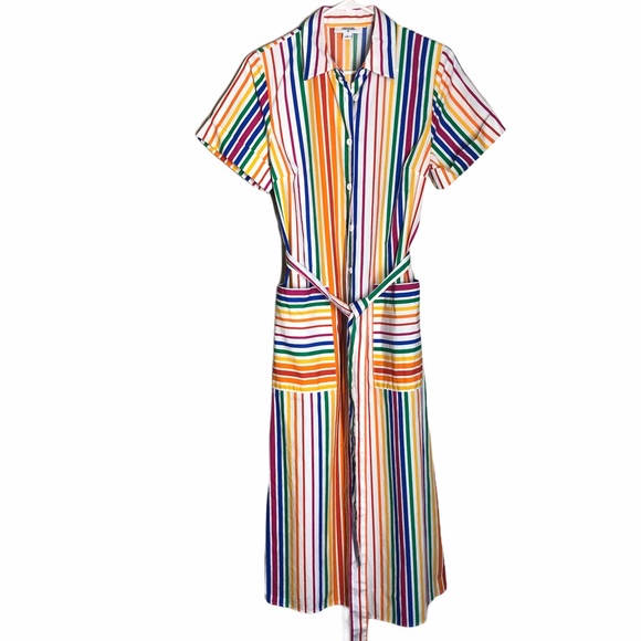 CHRISTOPHER JOHN ROGERS RAINBOW STRIPES DRESS SZ 6 - Picture 3 of 6